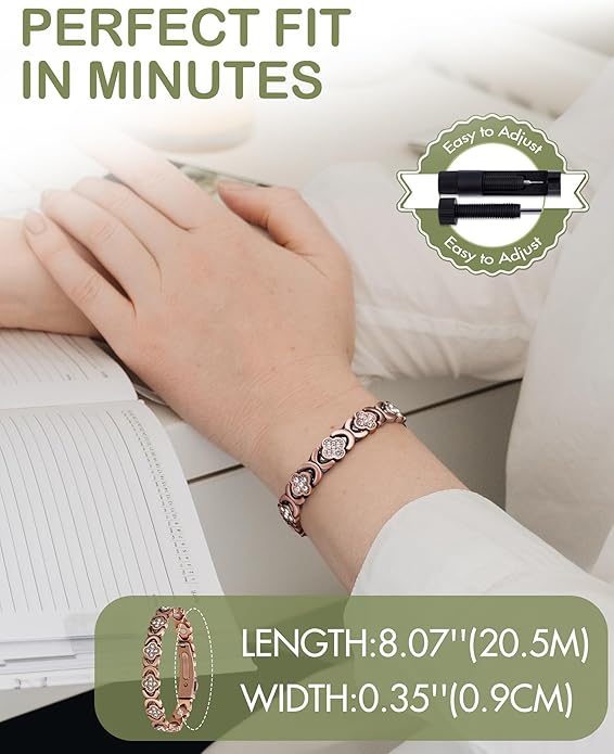 Diystar® Copper Bracelets for Women. Pure Copper Magnetic Bracelet with 3800 Gauss Effective Magnets