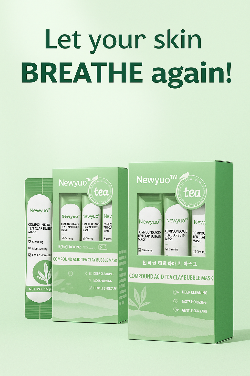 newyuo™ Green Tea InstaFoam Detox Mask 🍃 | Say Bye to Blackheads in 10 Seconds! 🧖‍♀️✨
